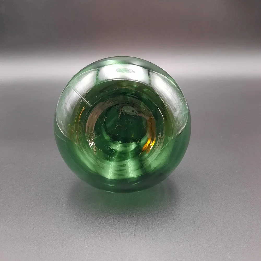 Vintage Hand Blown Green‎ Glass Vase Gourd Shape Mid Century Modern Decor